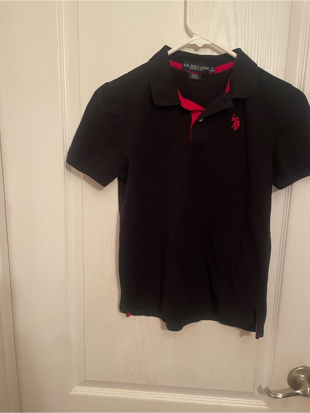 U.S. Polo Assn. Black Kids Polo with Red Accents